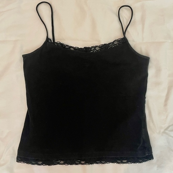 Vintage Faded Glory‎ Womens Cotton Cami Tank Top Fairy Romantic Y2K 90s Lace - Picture 6 of 13